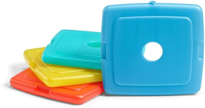 Cool Coolers by Fit + Fresh, 4 Pack Slim Ice Packs, Space Saving Reusable Ice Packs for Lunch Boxes or Coolers