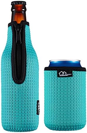 Beer Bottle Sleeve Insulators 12oz 330ml Standard Beer Bottle Cooler Covers Zip-up Bottle Jacket 12OZ Standard Can Sleeves Coolie Neoprene Insulator (Blue)