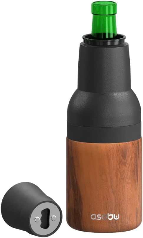 Asobu Frosty Beer Holder 2 Go Vacuum Insulated Double Walled Stainless Steel Beer Can and Bottle Cooler with Beer Opener, Bpa Free, Fits Standard 12oz Bottles & Cans, Gift for Beer Lovers