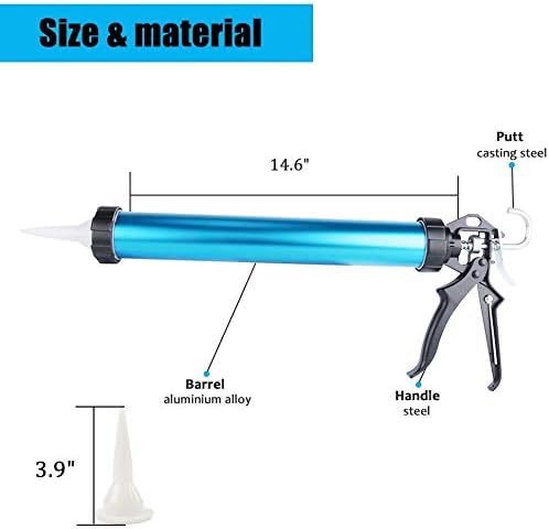 Sealant Sausage Caulking Gun Aluminium-600ml/20oz - 12:1 Thrust Ratio (Blue)