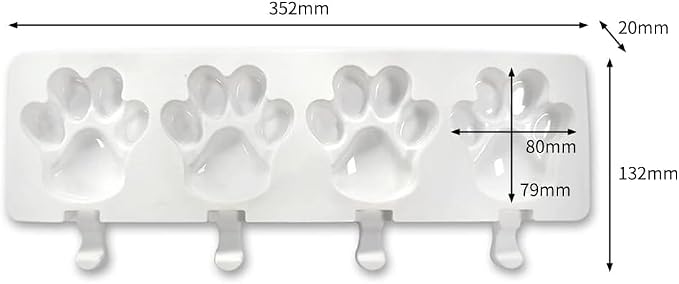 1 Pack Cute Paw Shape Silicone Ice Pop Molds - 4 Cavities for Kids & Adults - DIY Popsicle Maker