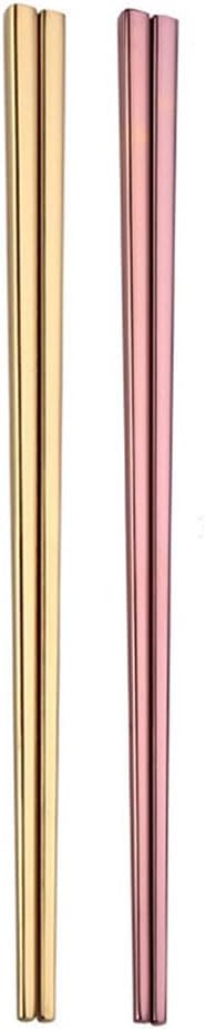Stainless Steel Chopsticks,Reusable ,Dishwasher Safe , Easy to Use（2 PCS,golden&Rose gold）