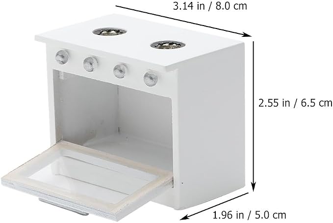 VICASKY Dollhouse Miniature Stove Kitchen Toys for Dollhouse - 1 12 Scale Kitchen Accessory Mini White Plastic Stove Cooking Cabinet Scenery Cooker Furniture DIY Supplies for Kids Play and Decor