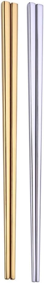 Stainless Steel Chopsticks,Reusable ,Dishwasher Safe , Easy to Use（2 PCS,silver&golden）