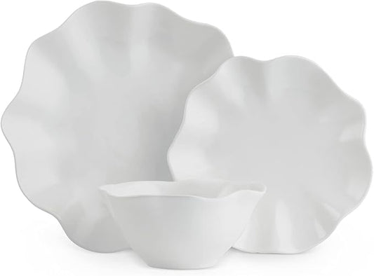 Portmeirion Sophie Conran Floret 12 Piece Dinnerware Set | Service for 4 | Elegant Dinnerware Serving Plates | Appetizer, Buffet, Dinner, and Lunch Plates | Dishwasher Safe – Dove Gray