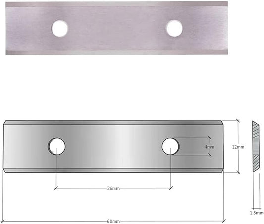 2.38"(60mm) Paint Scraper Carbide Blades Double-Edged Reversible Replacement Blade 2-3/8"(60X12X1.5mm) Fits Most equivalent General purpose Hand-Held Scrapers,10pcs By LU&MN