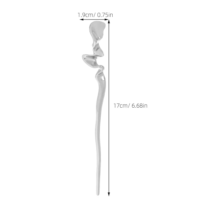 Lurrose Silver Hair Chopsticks: 2pcs Metal Hair Sticks Chinese Hanfu Hairpins for Women Girls