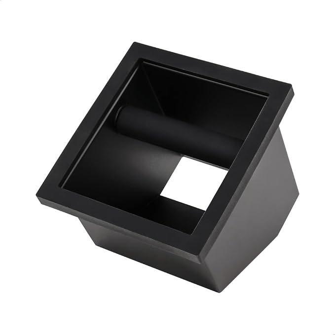 watchget Bottomless Espresso Knock Box, Built-in Coffee Ground Container | Detachable Rubber Rod; Desktop Waste Bin; Waste Bucket for Commercial Coffee Bar Shop; Trapezoid Bottom