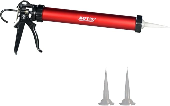 AWF PRO Sausage Caulking Gun 20 oz, 25:1 Thrust Ratio | 20 oz Foil Pack and 10 oz Cartridge Convertible, Aluminum Barrel, Includes 3 Tips