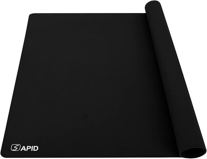 1.5MM Extra Thick Placemats Large Silicone Mat Heat Resistant Table Mat | 28" x 20" Kitchen Countertop Protector, Washable Place Mats Silicone Mats for Kitchen Counter Mat Table Mat, Black, Sapid