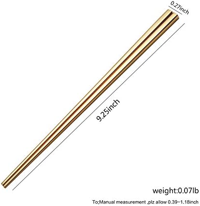 Buyer Star 5-Pair Gold Stainless Steel Chopsticks - Reusable Chinese Square Chopsticks