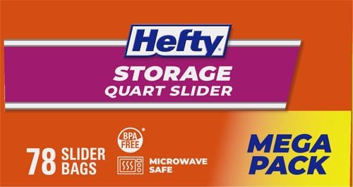 Hefty Slider Storage Bags, Quart Size 78 Count (Pack of 4)