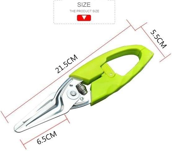Multi Function Kitchen Garden Shears Spring-Loaded With Anti-Slip Handle & Safety Lock Cooking Scissors for Food Meat, Floral Trimming, Green