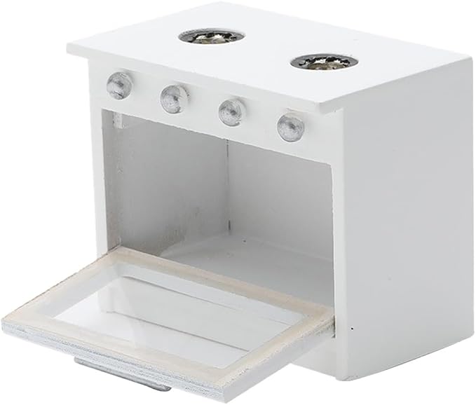 VICASKY Dollhouse Miniature Stove Kitchen Toys for Dollhouse - 1 12 Scale Kitchen Accessory Mini White Plastic Stove Cooking Cabinet Scenery Cooker Furniture DIY Supplies for Kids Play and Decor