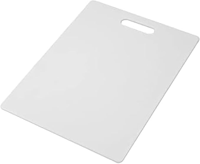 FARBERWARE Large Cutting Board, Dishwasher- Safe Plastic Chopping Board for Kitchen with Easy Grip Handle, 11in by 14in, White