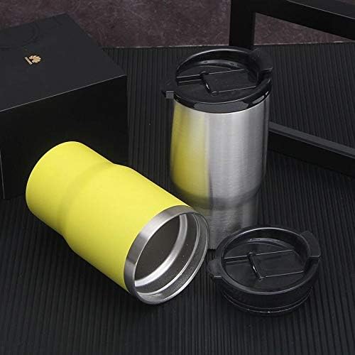 14oz Can Insulator, Two-Way Lids Double Wall Stainless Steel Insulated Can Cooler, Beer Bottle holder (Yellow)