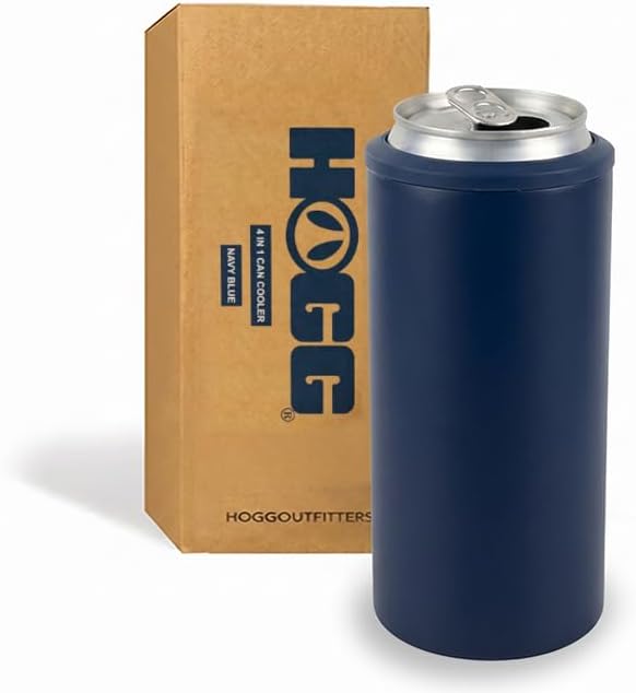 4 in 1 Universal Can Cooler - Navy Blue, Can Holder Insulated, Beer Bottle Cooler, Universal Holder for All Drink Sizes, Stainless Steel Insulated Tumbler, Tailgating Accessories