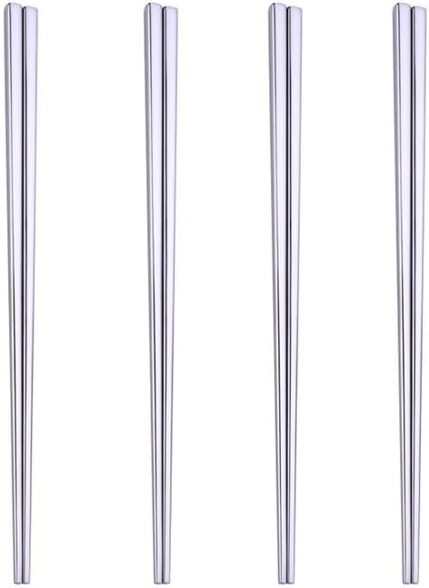 4 Pairs 9 Inches Stainless Steel Chopsticks, Reusable Japanese Chinese Chop Sticks for Noodles,Ramen，Sushi,Sashimi, Rice and Asian Special