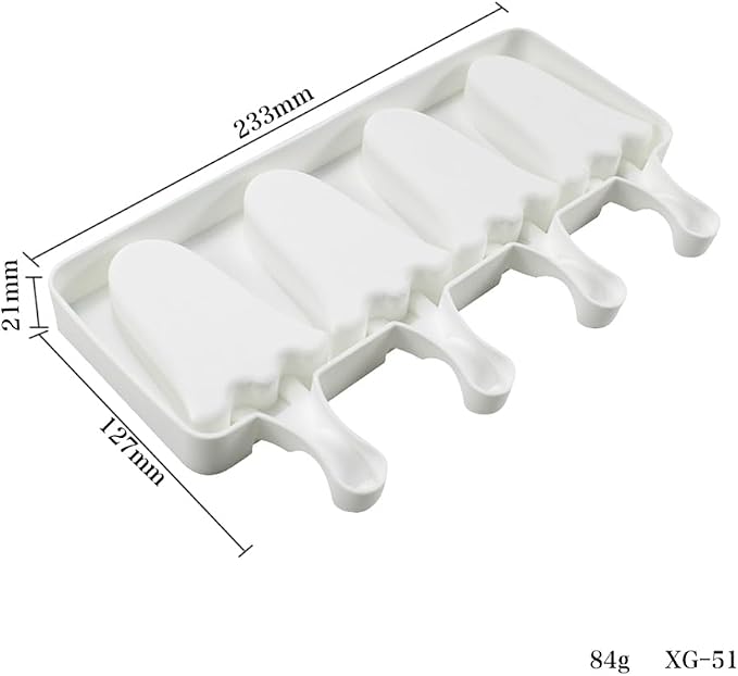 Silicone Popsicle Mold - Soft & Smooth DIY Ice Cream Maker (2 Pcs White)