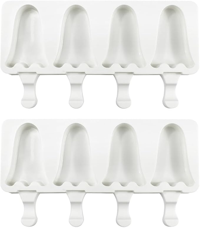 Silicone Popsicle Mold - Soft & Smooth DIY Ice Cream Maker (2 Pcs White)