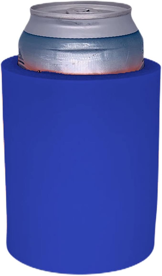Blank Thick Foam Old School Can Cooler (6 Pack, Royal Blue)