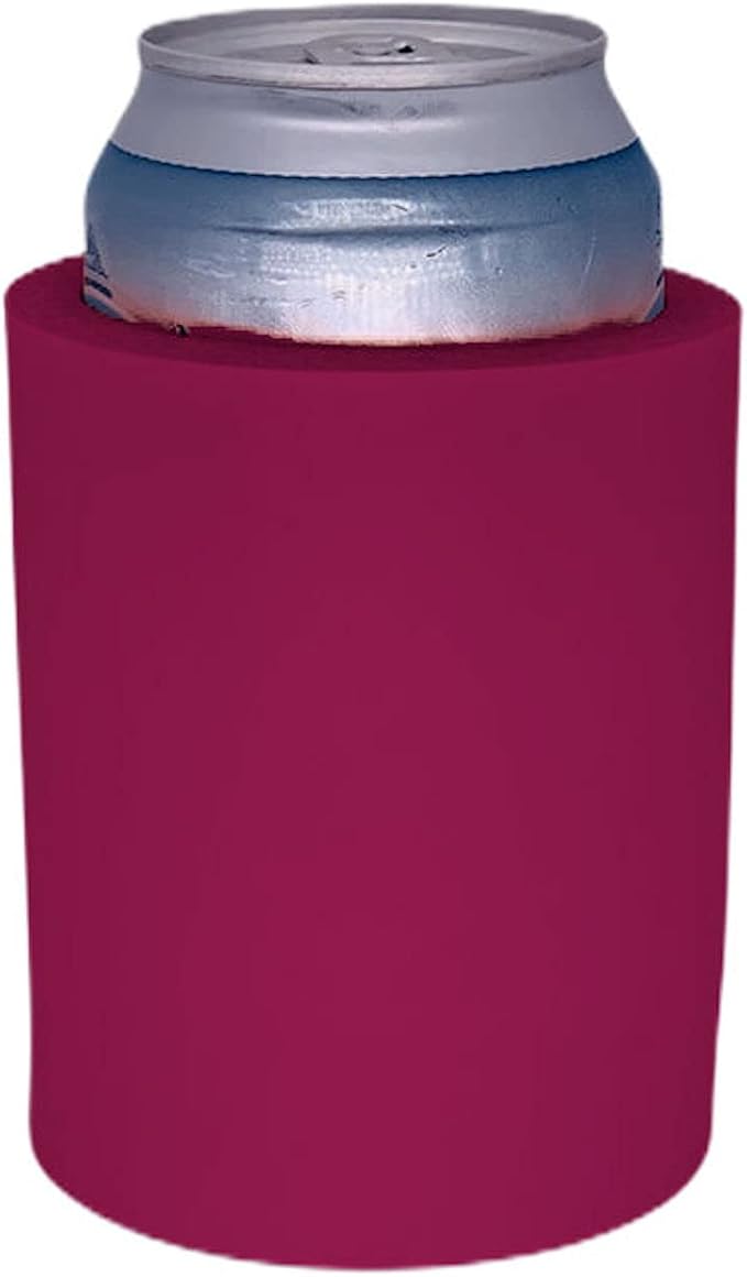 Blank Thick Foam Old School Can Cooler (2 Pack, Fuchsia)