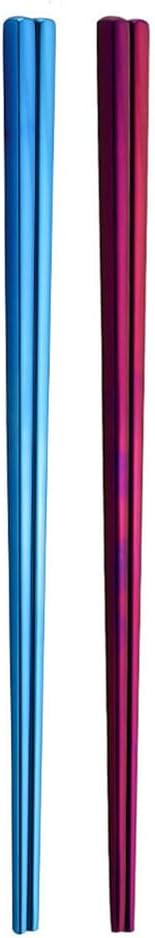 Stainless Steel Chopsticks,Reusable ,Dishwasher Safe , Easy to Use（2 PCS,blue&purple）
