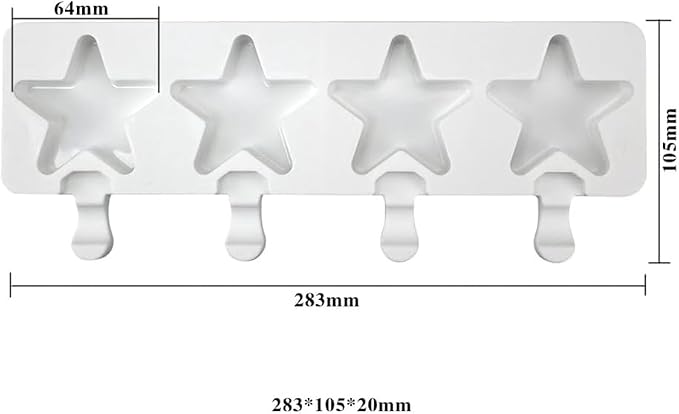 1 Pack Cute Stars Shape Popsicle Molds Silicone Ice Pop Molds 4 Cavities Popsicle Molds for Kids Adults Ice Cream Mold Cakesicles Mould DIY Popsicle Maker Homemade Popsicle Silicone Molds T