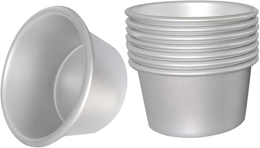 Pudding Cups Molds Individual Popover Pan Cupcake Muffin Baking Maker Aluminium 8 Pieces(3.74 x 2 x 2.87 Inch)