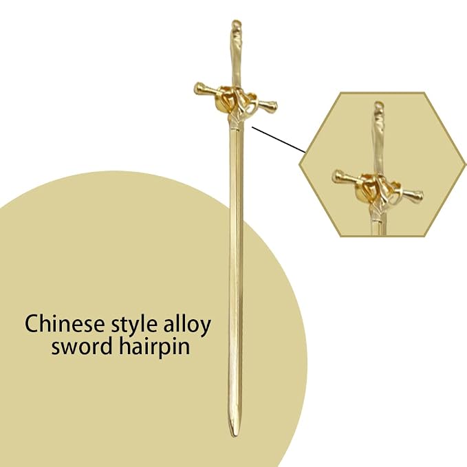 2 Pcs Girls Chopsticks Vintage Hair Sticks Hairpins Vintage Hair Accessories for Women Girls Long Hair (Golden)