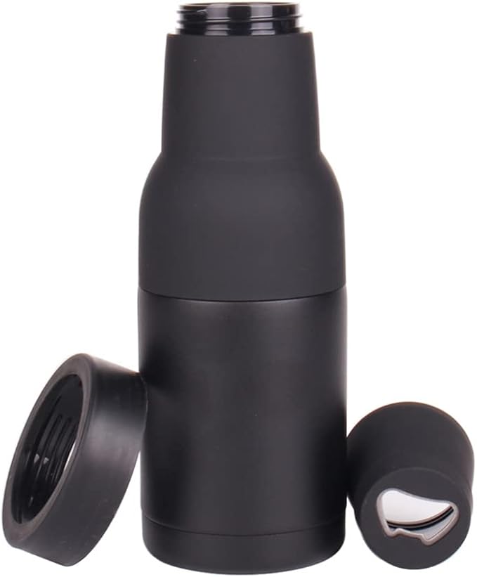 3 in 1 Can and Beer Bottle Insulator, Double Wall Stainless Steel Insulated Can Cooler, Beer Bottle Holder 12oz 14oz 17oz (12oz Can&Bottle BK)