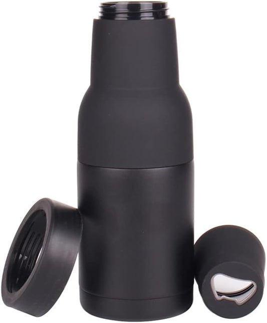3 in 1 Can and Beer Bottle Insulator, Double Wall Stainless Steel Insulated Can Cooler, Beer Bottle Holder 12oz 14oz 17oz (12oz Can&Bottle BK)