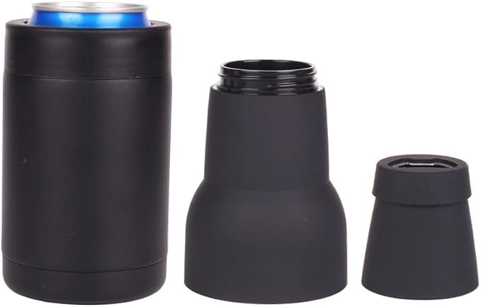 3 in 1 Can and Beer Bottle Insulator, Double Wall Stainless Steel Insulated Can Cooler, Beer Bottle Holder 12oz 14oz 17oz (12oz Can&Bottle BK)