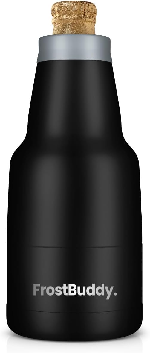 Frost Buddy Chubby Buddy Beer Bottle Cooler - Fits 12 oz Bottles (Black) | 20x colder, cold up to 24 hrs | World-first insulated beer bottle cooler
