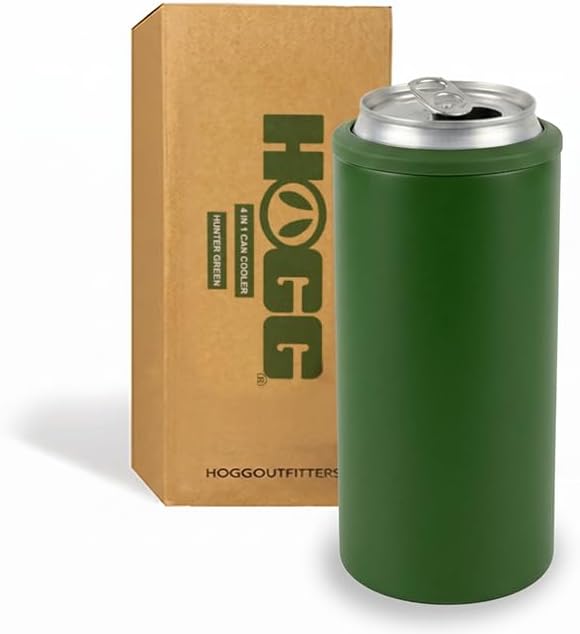 4 in 1 Universal Can Cooler - Hunter Green, Can Holder Insulated, Beer Bottle Cooler, Universal Holder for All Drink Sizes, Stainless Steel Insulated Tumbler, Tailgating Accessories