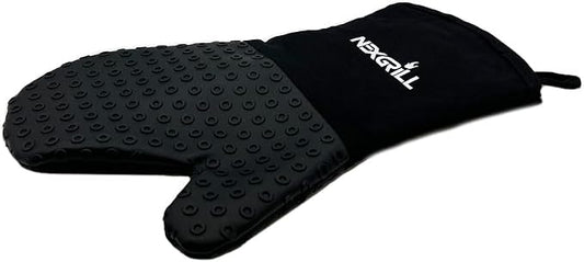 Nexgrill Silicone Oven Mitt, Heat-Resistant BBQ Glove with Hanging Loop, Non-Slip Grill Glove for Kitchen, Baking, and Outdoor Grilling, Black - 530-0025