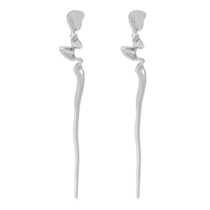 Lurrose Silver Hair Chopsticks: 2pcs Metal Hair Sticks Chinese Hanfu Hairpins for Women Girls