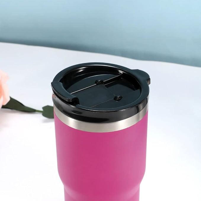 14oz 4 in 1 Stainless Steel Can Cooler Beer Bottle Insulator With 2 Lids for 12oz can&bottle, Double walled insulated Thermocooler &Travel Mug Holder Keeping Your Bevearge Cold (Rose red)