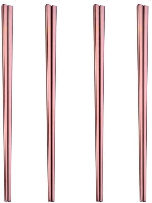 4 Pairs Stainless Steel Chopsticks Set, Reusable Metal Chopsticks for Noodles,Ramen,Sushi,Sashimi, Rice and Asian Special（9 Inches）