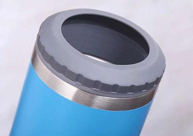 14oz 4 in 1 Stainless Steel Can Cooler Beer Bottle Insulator With 2 Lids for 12oz can&bottle, Double walled insulated Thermocooler &Travel Mug Holder Keeping Your Bevearge Cold (Sky-blue)