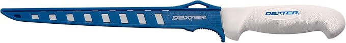 Dexter Outdoors SOFGRIP 8" Flexible Fillet Knife with Edge Guard | Corrosion-resistant high-carbon American stainless blade with soft non-slip grip. Edge guard included, made in USA.