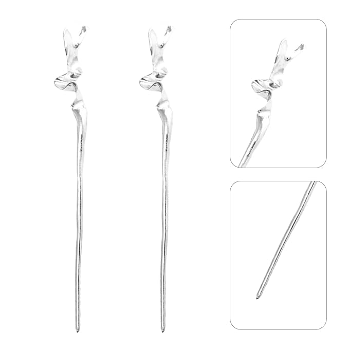 Lurrose 2 Pcs Chinese Hair Sticks Metal Hair Pins for Buns Vintage Accessories Women Styling Tools for Weddings Parties Daily Use