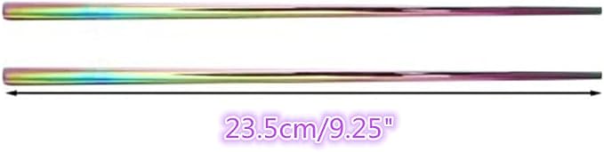 Koolemon 5pairs Polished Multicolor Rainbow 304 Stainless Steel Chopsticks Set,Metal Chopsticks Reusable, Dishwasher Safe, Traditional Chopstick,9.3inch,Chinese Japanese Chop stick