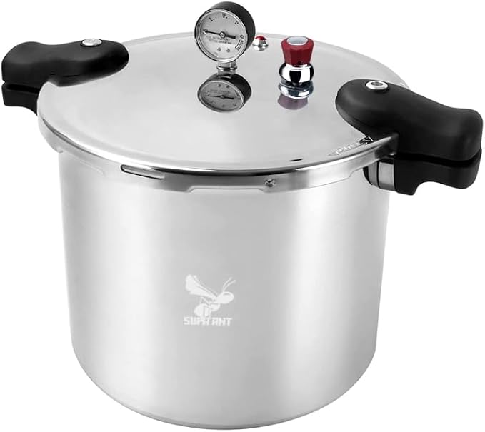 Supa Ant 23 Qt Canning Pot with Canning Supplies Starter Kit - Water Bath Pot with Rack and Lid - Jar Lifter, XL Ladle, Jar Tongs, and Bubble Popper
