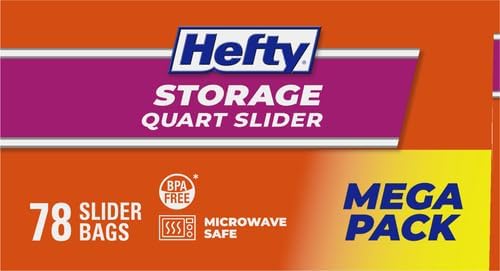 Hefty Slider Storage Bags, Quart Size 78 Count (Pack of 4)