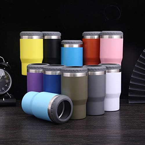 4 in 1 Stainless Steel Can/Bottle Insulator, 14oz Two-Way Lids SUS Insulated Can Cooler, Beer Bottle holder (Rose red)