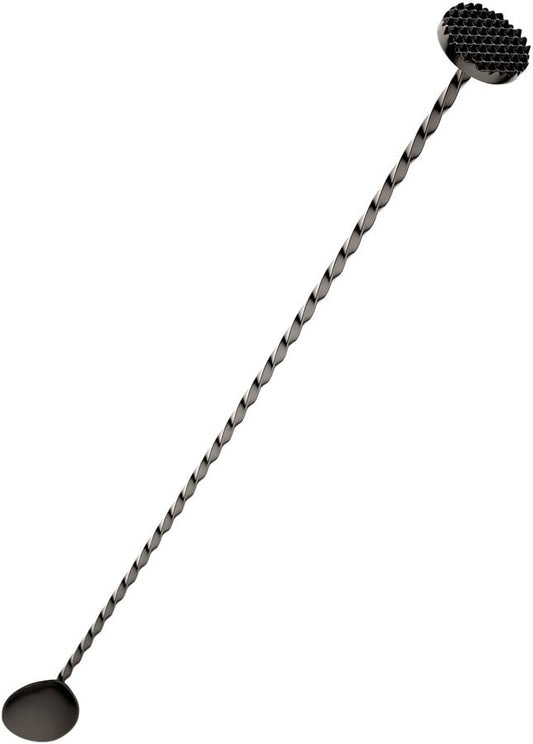 Barfly Bar Spoon with Muddler 15 3/4" (40.0 cm), (40 cm), Gun Metal Black