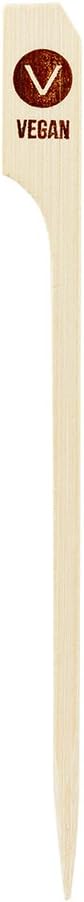 Restaurantware RW Smart 4 Inch Vegan Food Markers 1000 Disposable Bamboo Food Picks - Paddle Head Sturdy Bamboo Decorative Picks Sustainable For Serving Appetizers Desserts And Cocktails