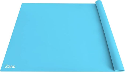 Extra Large Silicone Mat Kitchen Counter Heat Resistant Table Mat 36" x 24" | Place Mats, Countertop Protector , Thick Placemats Washable Silicone Mats for Kitchen Counter Dining Table Mat, Blue, Sapid