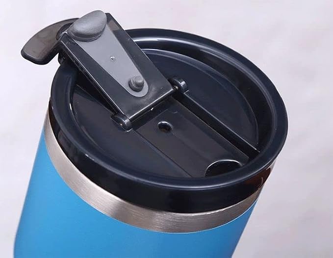 14oz 4 in 1 Stainless Steel Can Cooler Beer Bottle Insulator With 2 Lids for 12oz can&bottle, Double walled insulated Thermocooler &Travel Mug Holder Keeping Your Bevearge Cold (Sky-blue)
